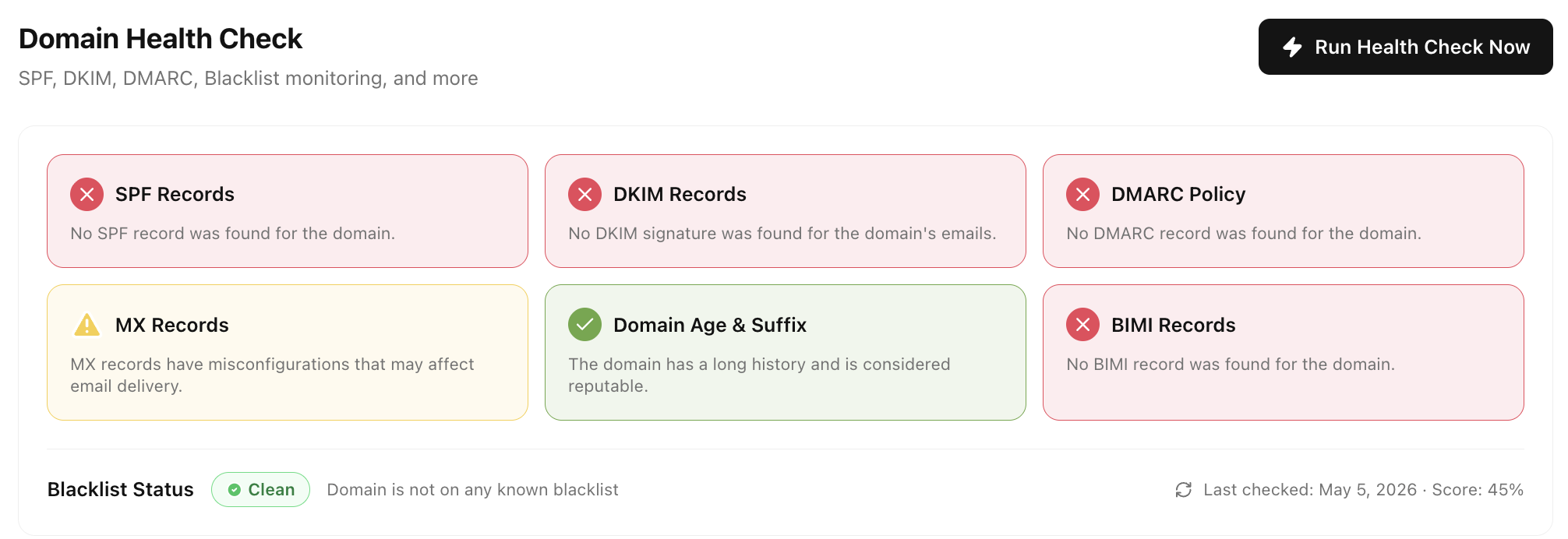 vitamail domain health checker