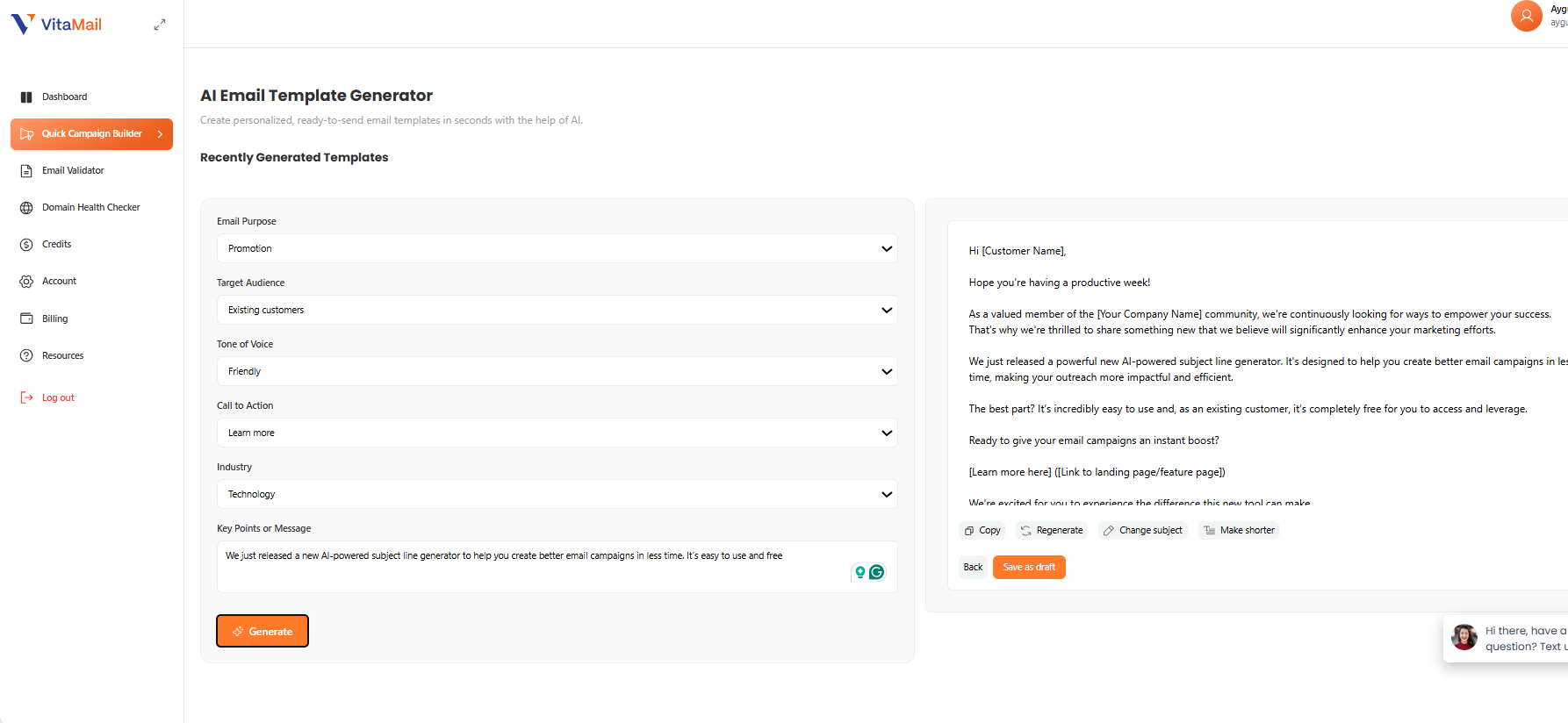 Email template