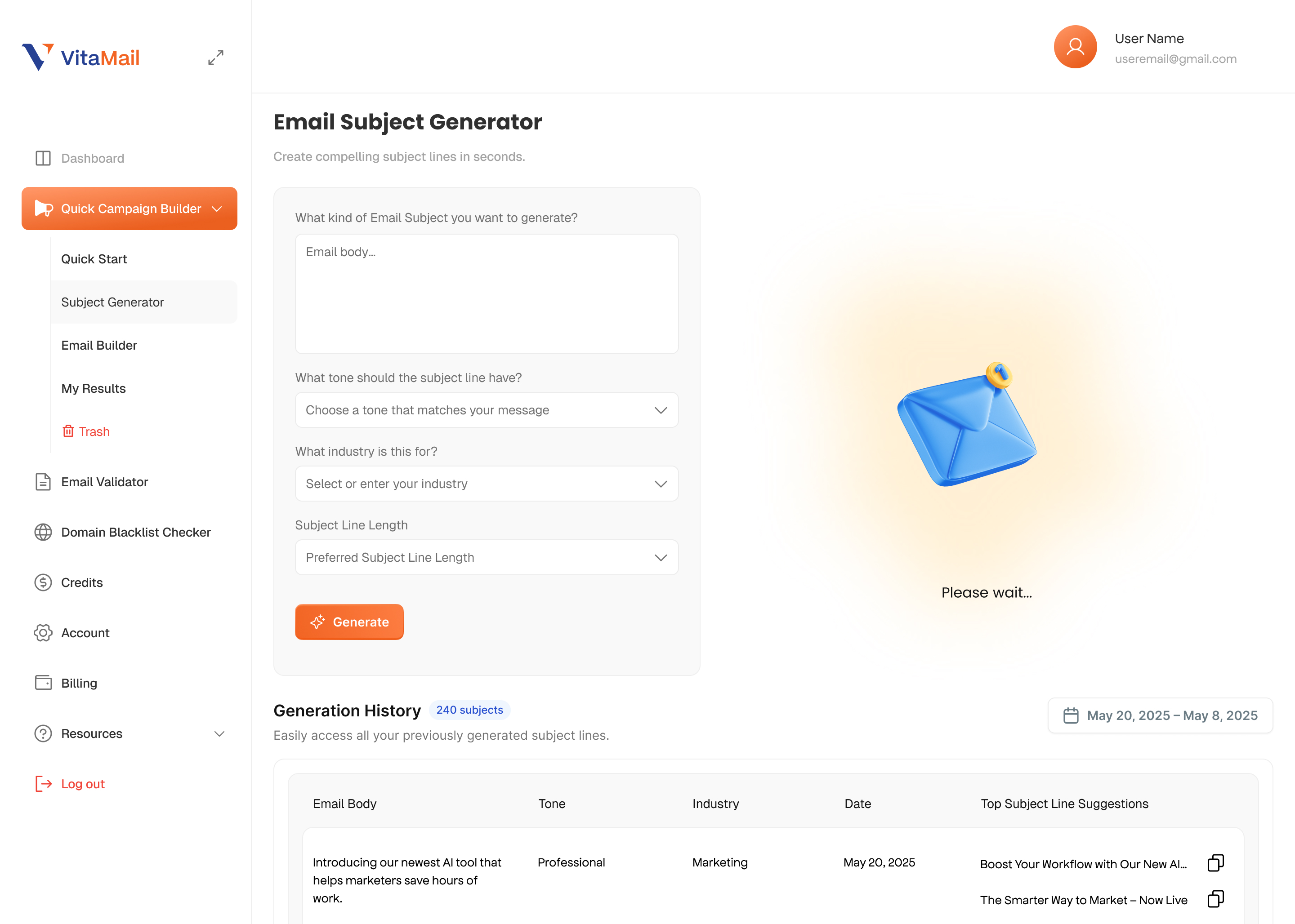 Email Subject Generator