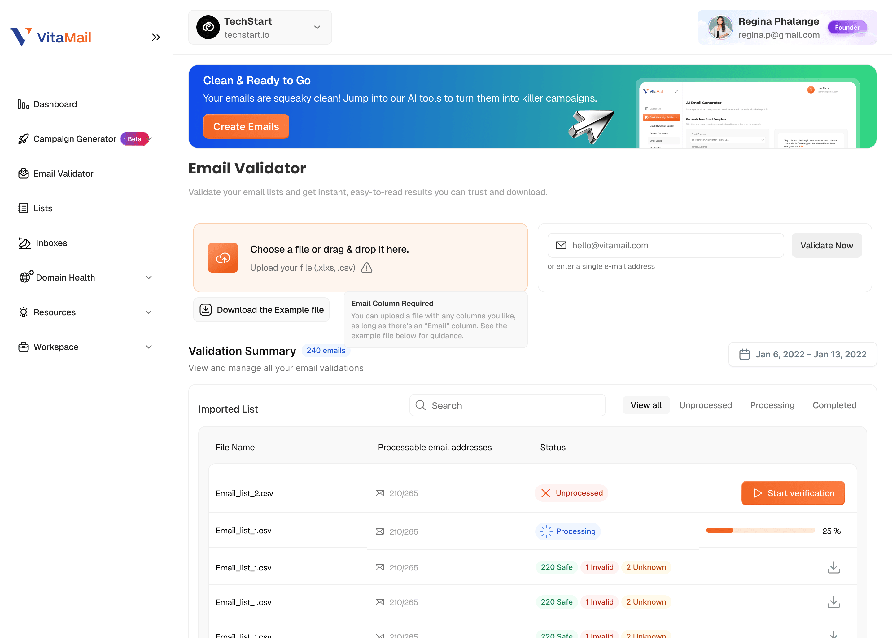 vitamail email validator